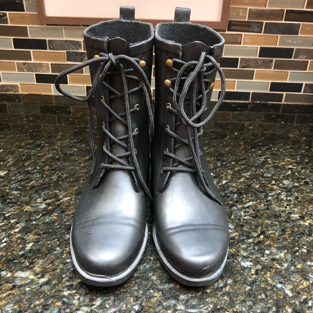 Chooka Darren Black Lace Up Rain Boots
